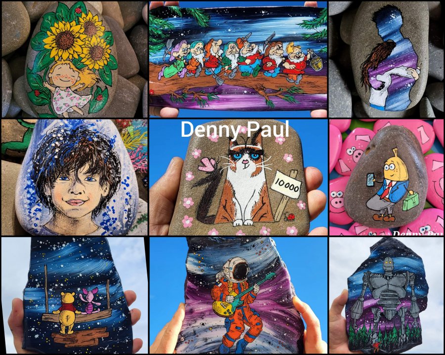 Rock painting creations by Denny Paul