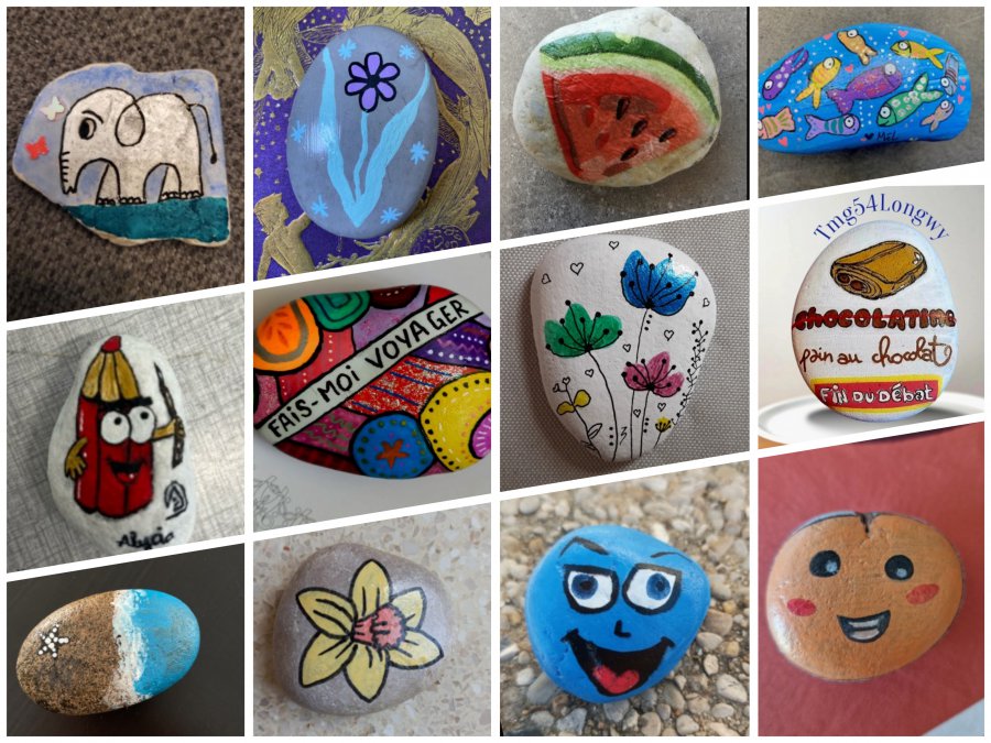 Selection of painted pebbles Selection of painted pebbles