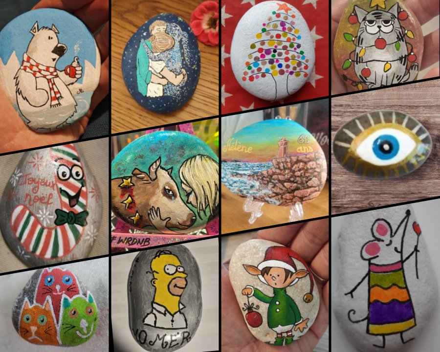 Christmas painting rock