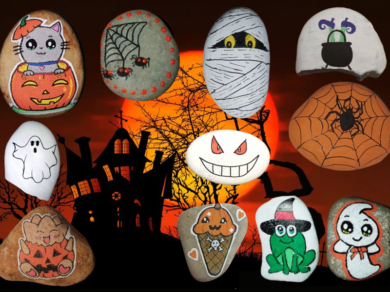 Modèles et idées de dessins pour vos galets peints d'Halloween