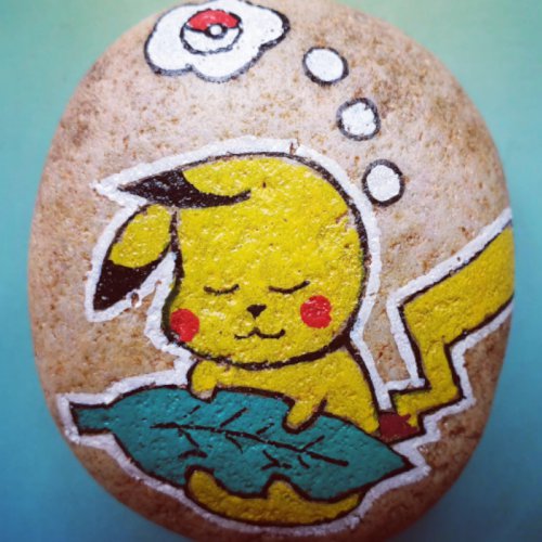 Rock painting dreamer pikachu
