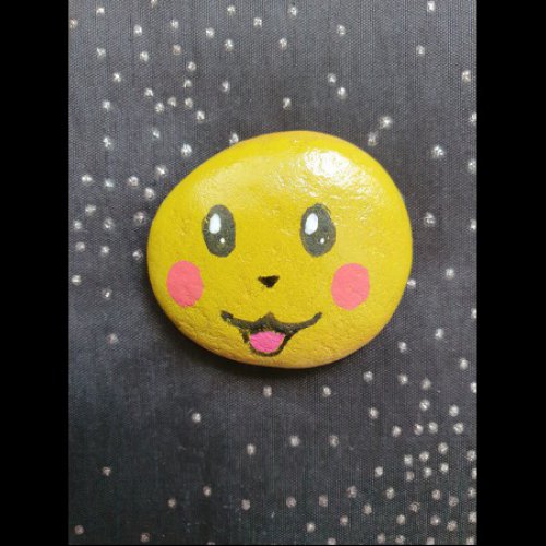 Pikachu on rock - easy drawing for kids - Let's play with painted rocks !