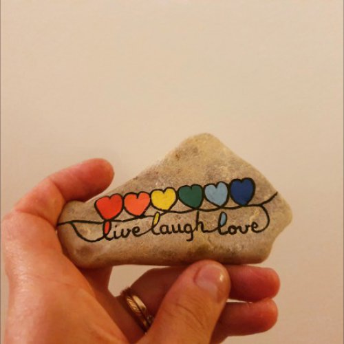 Live laugh love on rock - easy drawing for kids