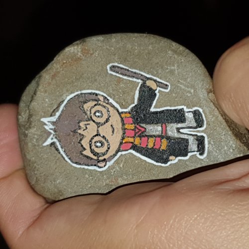 Harry Potter drawing on rock