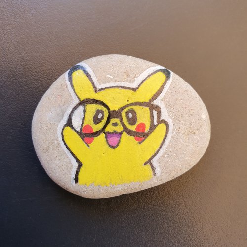 Pikachu wears glasses - Painted rocks