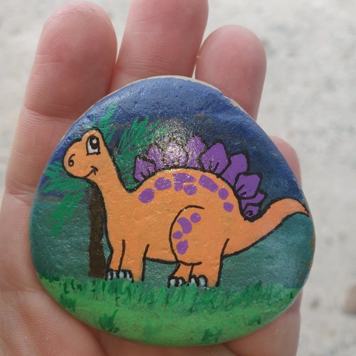 Dinosaure - galet peint