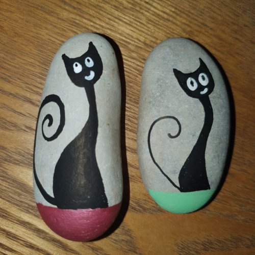 Chat simple sur galet