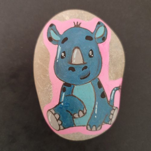 Rhinoceros - Rock painting