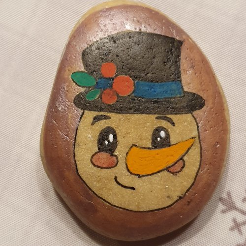 Snowman - easy painted rock