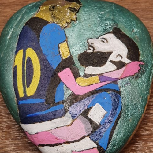 Mbappe and Giroud - Painted rock