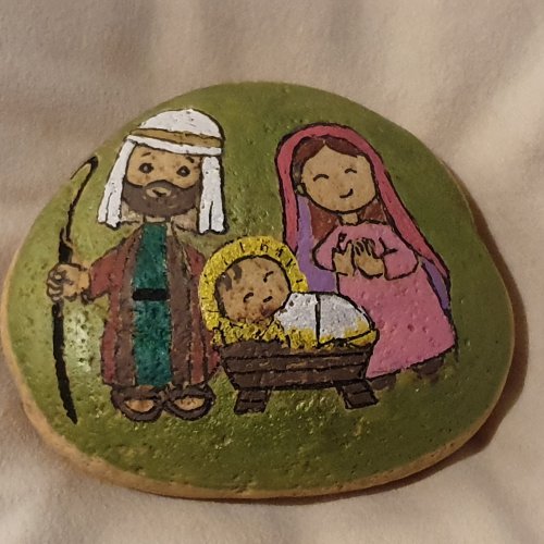 Nativity painted on rock