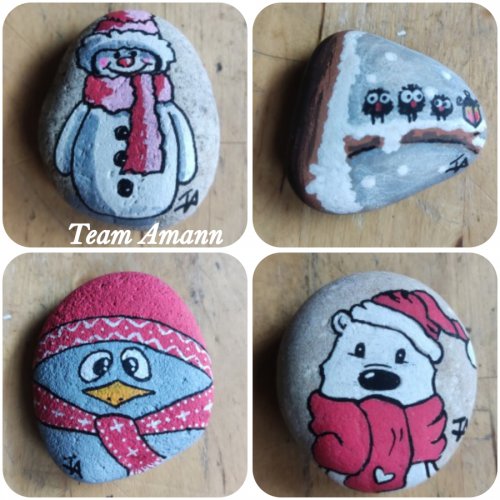 Team Amann Christmas drawings on rock