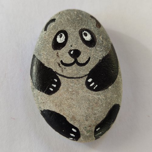 Easy panda drawing on rock