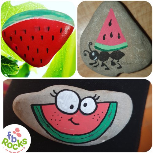 Watermelon drawing easy on rock