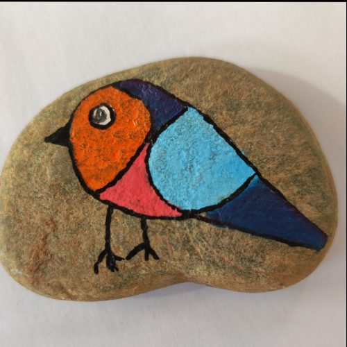 Easy bird drawing on rock