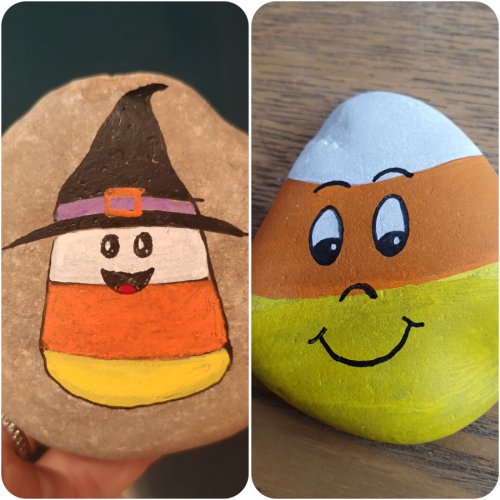 Candy Corn - Painted rock