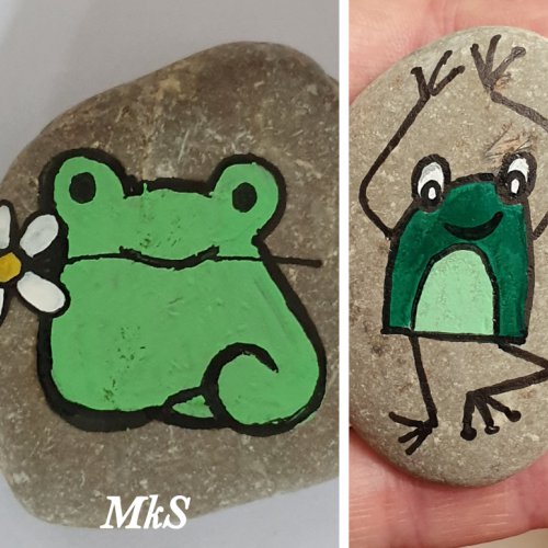 Easy frog drawing on rock