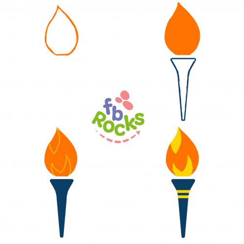 How do you draw the Olympic flame?