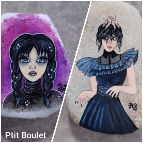 Wednesday Addams painting on rock