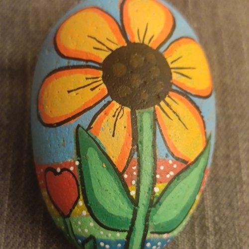 Easy flower drawing on rock