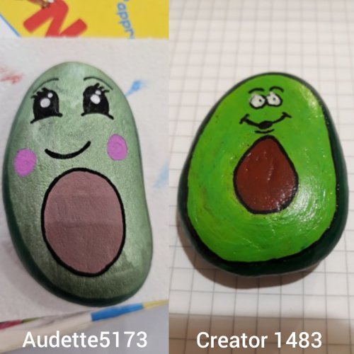 Easy avocado drawing on pebble