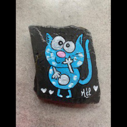 Melb38 Cute blue cat drawing