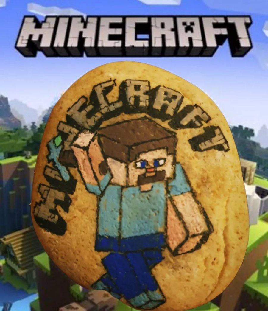 Quite difficult Steve Minecraft on rock : let\'s play with painted rocks ! : 1656886951.minecraft.jpg