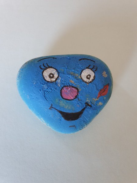 Painted rocks faces, Barbapapa and m&m's Head blue pink nose : 1657108162.tete.bleue.nez.rose.jpg
