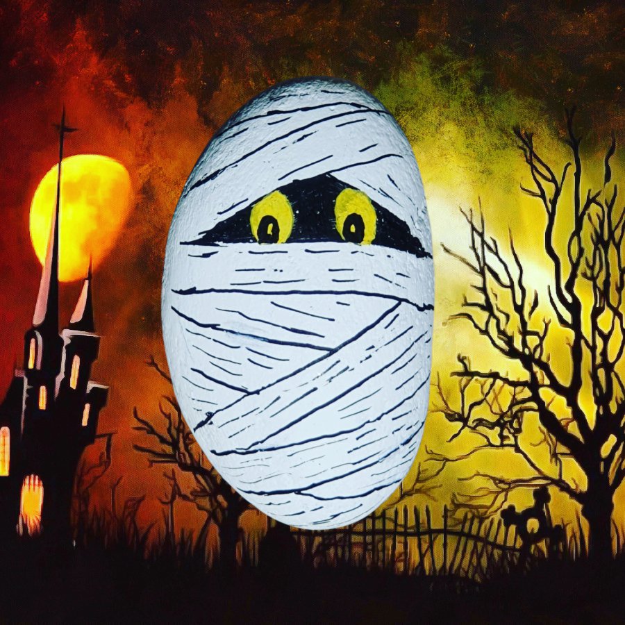 Halloween Mummy - Painted rock : 1661162243.momie.jpg