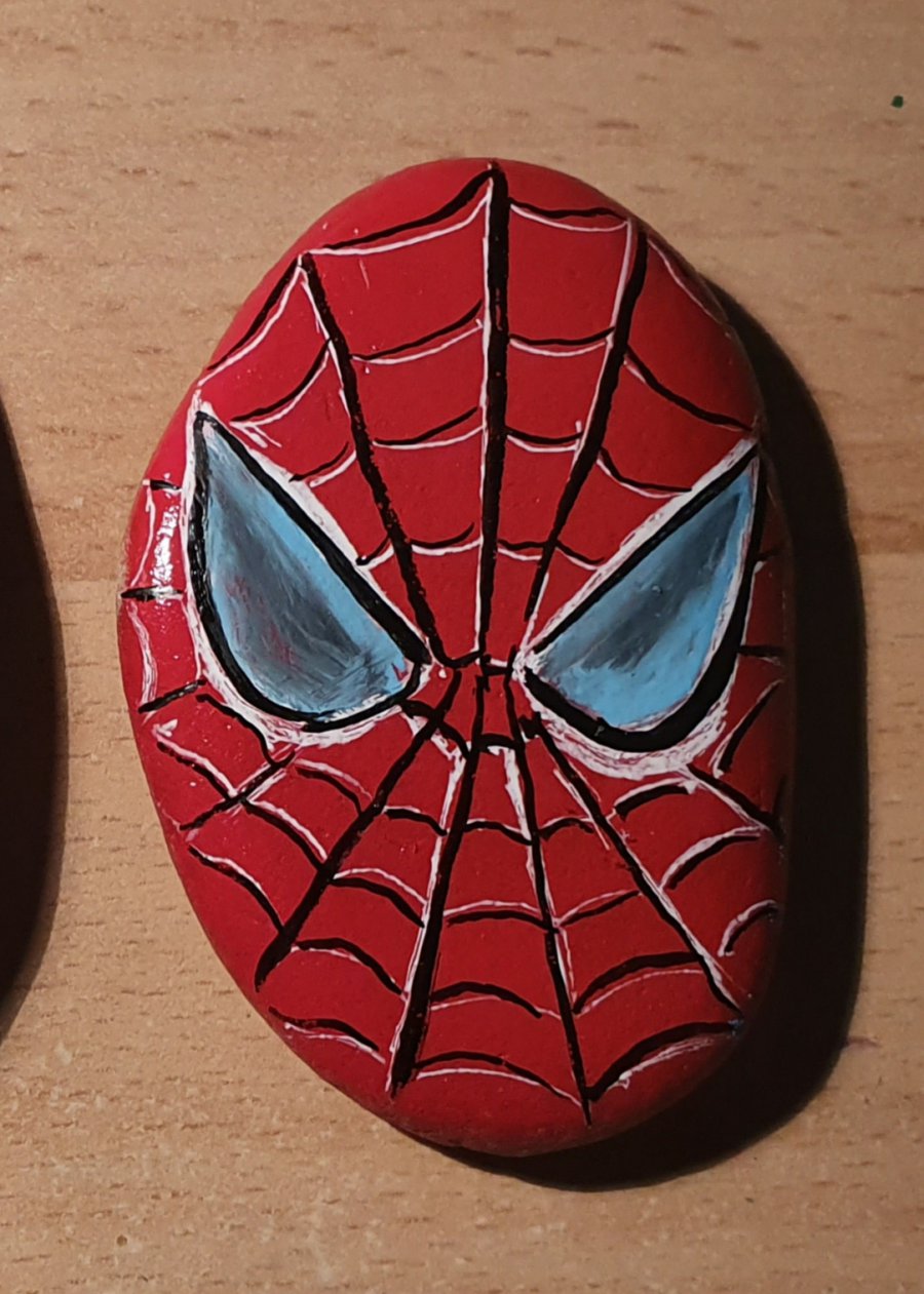 spiderman painted rock