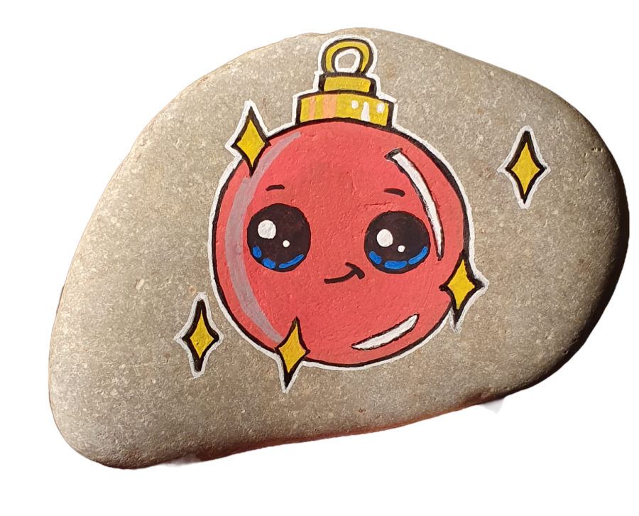 Galet peint de Nol Boule de Noel Kawaii - Modele pour chasse aux galets de Noel : 1668415057.boule.de.noel.png