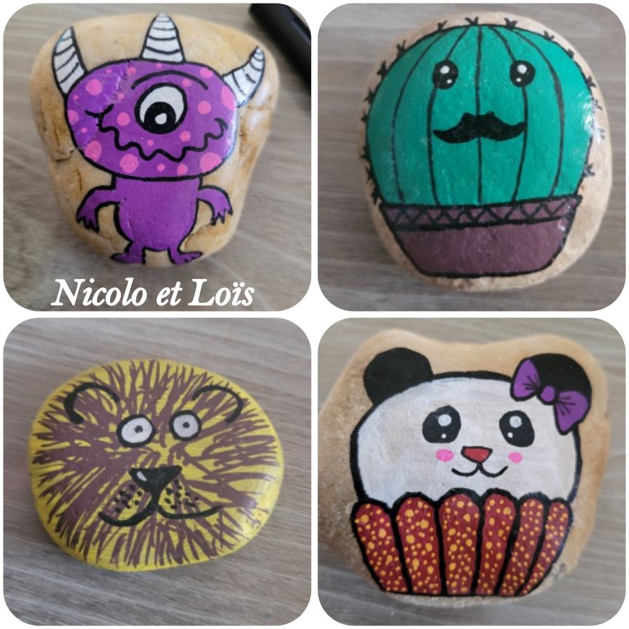 Rocks for kids Nicolo and Lois Lion cactus muffin and Monster : 1687679768.nicolo.et.lois.enfant.jpg