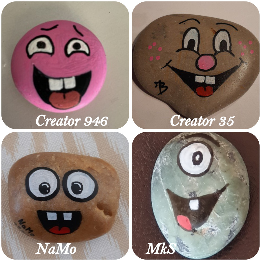 Painted rocks faces, Barbapapa and m&m's Friendly face on rock : 1693304541.doc1.jpg