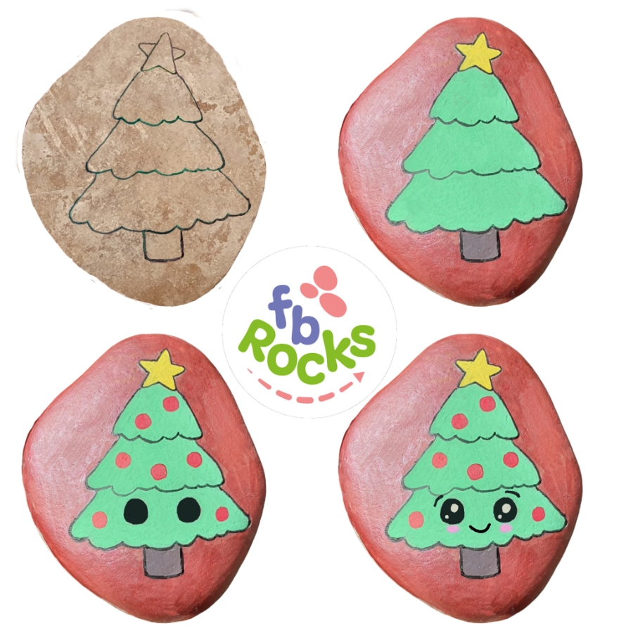 Christmas Painted Rock Kawaii Christmas Tree - Painted rock : 1701673249.resizer.17016729808791.jpg