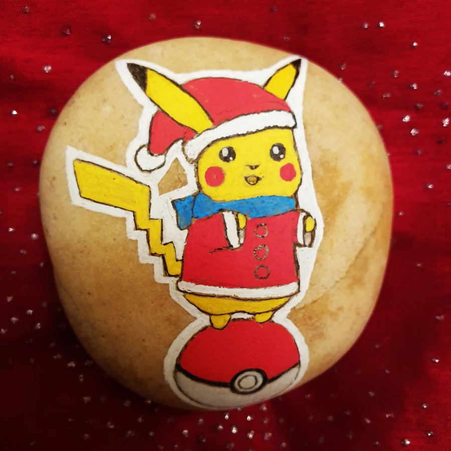 Christmas Painted Rock Christmas Pikachu : 1702417414.img.20211128.211154.606.jpg