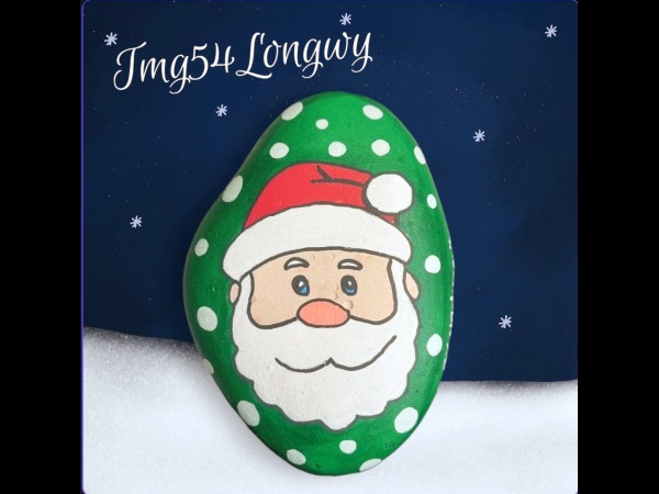 Christmas Painted Rock By NAdyne Santa CKaus Drawing : 1734471140.by.nadyne.papa.noel.jpg