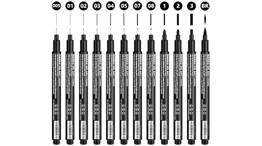 Lot De 12 Feutres uni pin - 0.05mm - Noir - Uni-ball