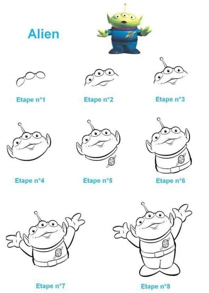 comment dessiner alien sur galet