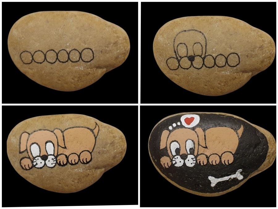 How to draw a dog - painted rocks