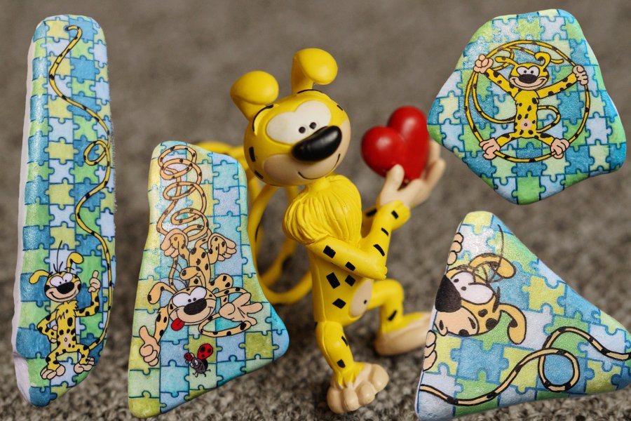 Marsupilami peint sur galet