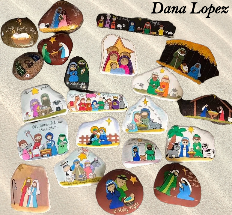 Dana Lopez Nativity scene on pebble