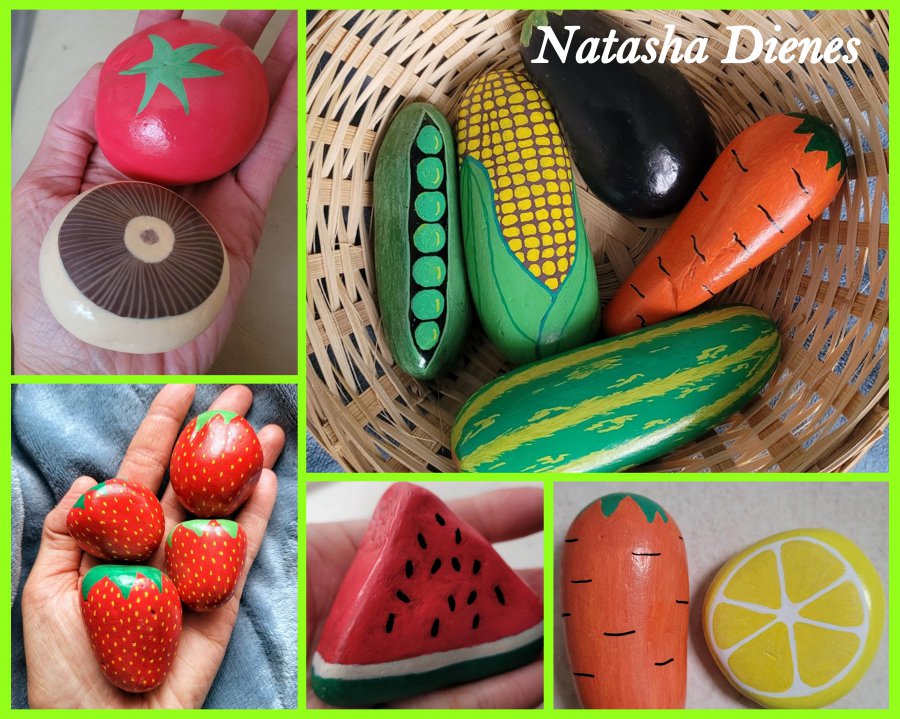 Légumes peints sur galet Natasha Dienes