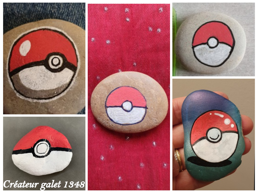 Easy pokeball drawing - Painted rocks