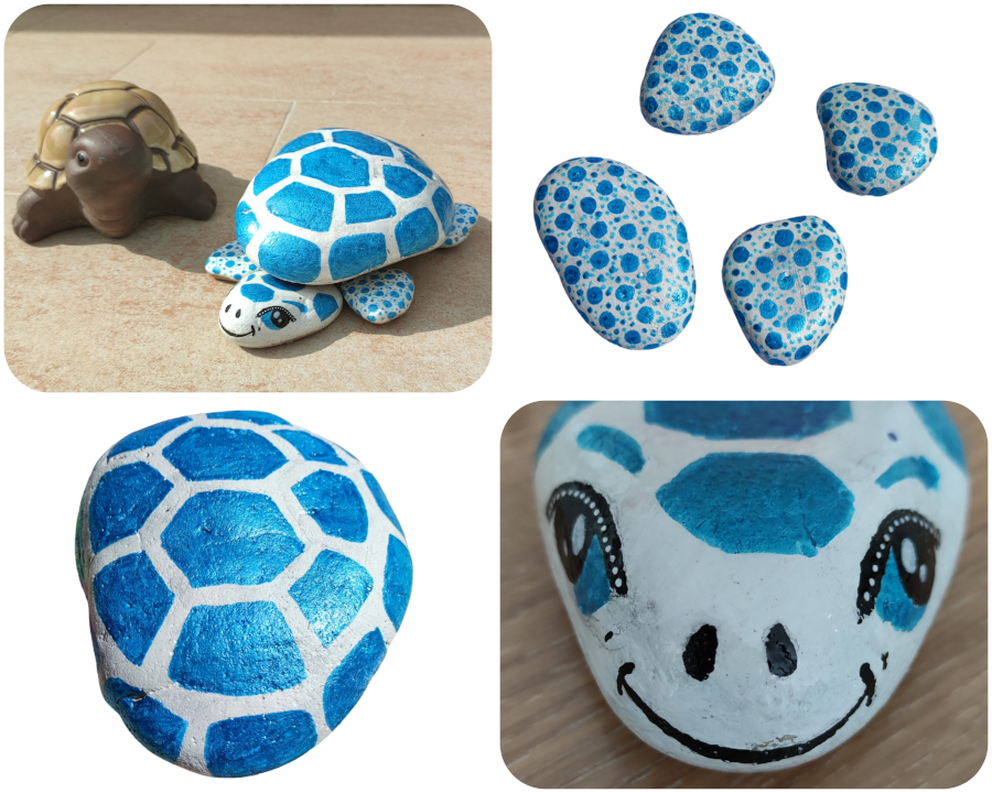 DIY tortue en galet peint pour décoration de jardin