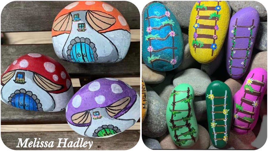 Fairy garden with painted rocks