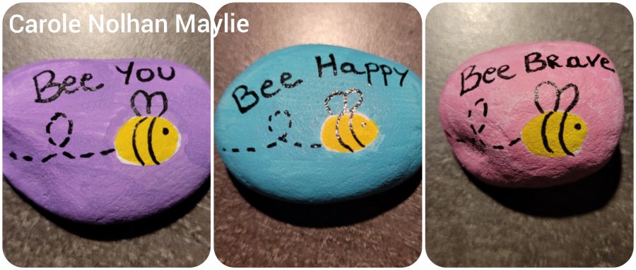 Bee Happy galet peint