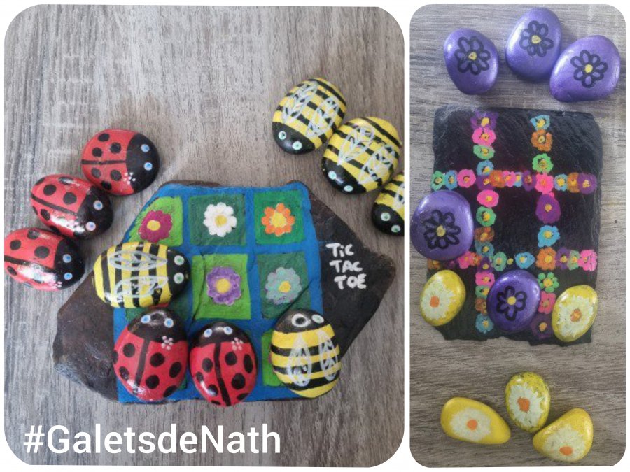 jeu tic tac toe Galet peint