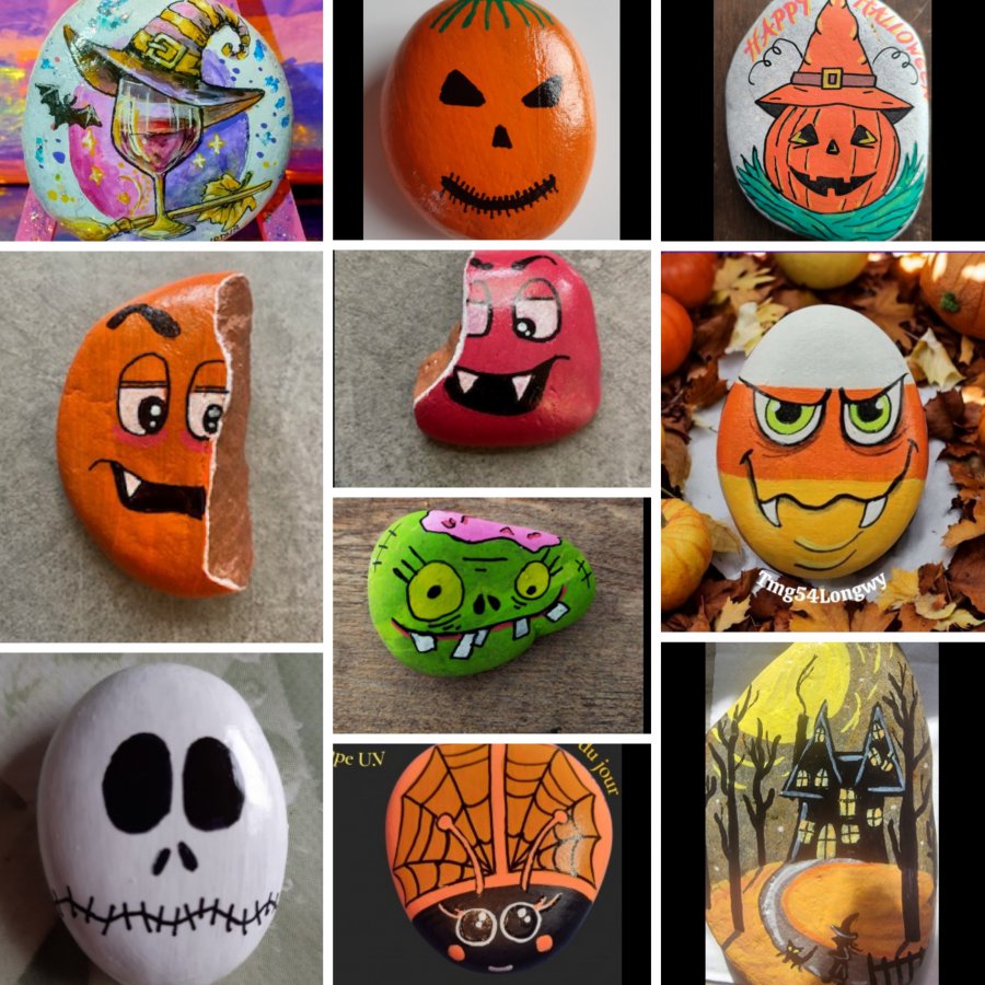 Peinture sur galet halloween
