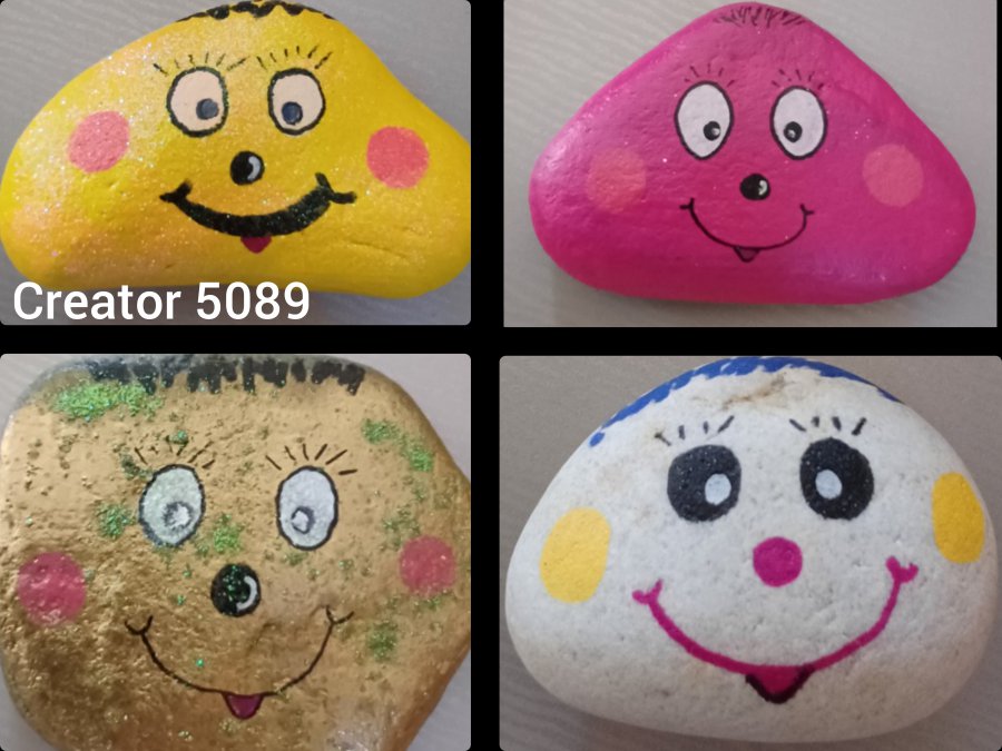 Galet tête rigolote pour enfant