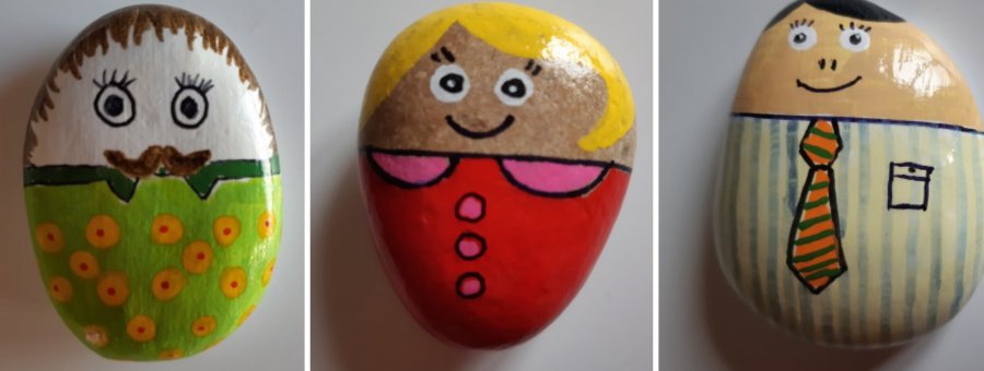 Visage rigolo sur galet